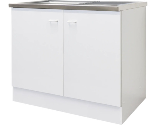 Flex Well Spülenschrank inkl Spüle Speed BxTxH 100 x 50 x 85 cm weiß matt zerlegt