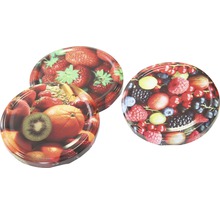 Drei Abdeckhauben mit Fruchtmotiven