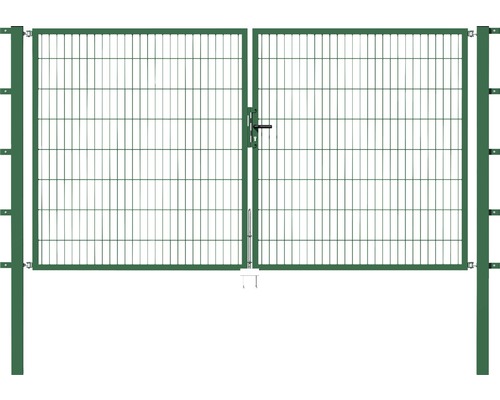 Stabgitter-Doppeltor ALBERTS Flexo 300 x 160 cm inkl. Pfosten 8 x 8 cm grün