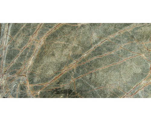 Echtstein Marmor SlateLite hauchdünn 1,5 mm Rainforest green 61x122 cm Detailansicht einer Natursteinplatte mit Marmormuster