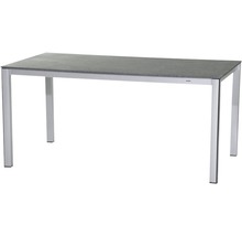 Rechteckiger Gartentisch mit Aluminiumgestell und Steinplatte