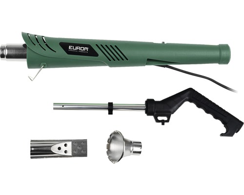 Heißluftpistole mit Zubehör und Eurom Logo