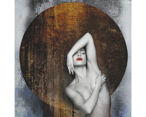 Dekoratives Wandbild mit abstrakter Frauensilhouette und kreisförmigem Muster