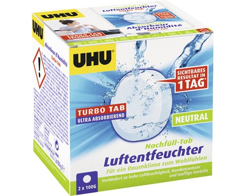 UHU airmax Nachfülltabs für Ambiance neutral 2x 100 g UHU Luftentfeuchter Nachfüll-Tab Packung mit zwei Stück