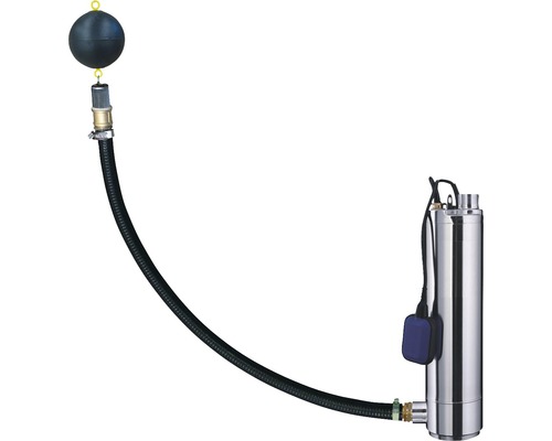 Tiefbrunnenpumpe mit Schwimmerschalter und Schlauch