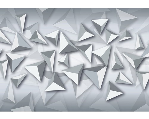Fototapete Vlies 10937 VEXXL Dreiecke 3D weiss grau 3-tlg. 312 x 219 cm Abstraktes Design mit dreidimensionalen Dreiecken