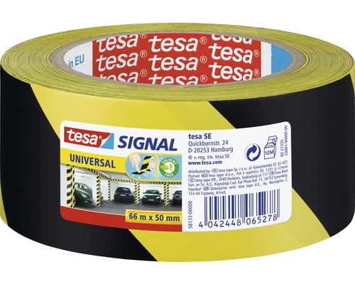 Tesa Markierklebeband Universal Warnband gelb schwarz 5 cm x 66 m Tesa Signal Universal Warnmarkierungsband 66 m x 50 mm