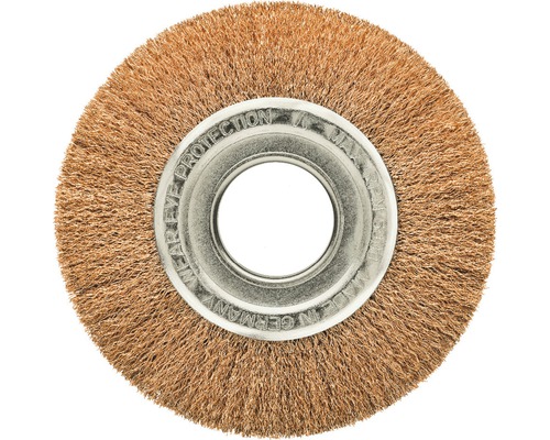 Rundbürste Lessmann Ø 150 mm breit 22-24 mm Rohr 40 mm Bronzedraht Rundbürste aus Draht für Bohrmaschine oder Winkelschleifer