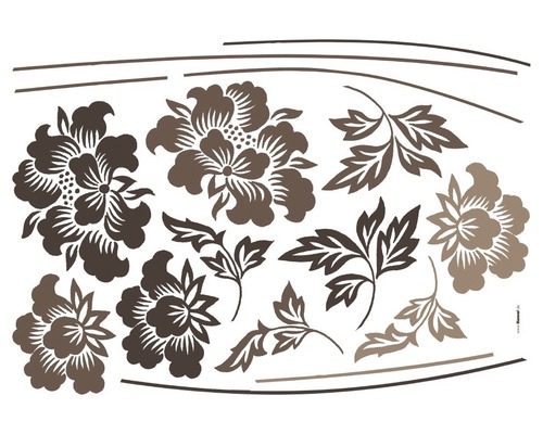 Dekorative Blumen- und Blättervorlage für Wandgestaltung