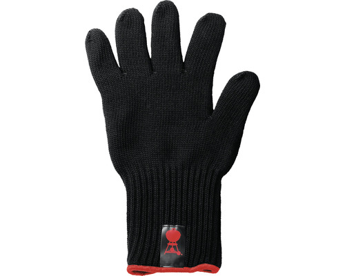 Schwarzer Grillhandschuh aus Textil mit Weber Logo