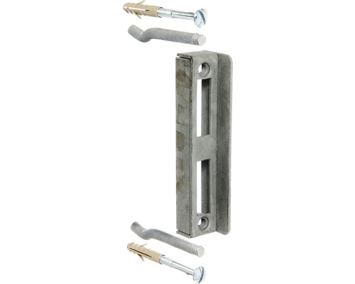 Anschlag für Schlosskästen feuerverzinkt Dornmaß 60 mm, Höhe 172 mm, Tiefe 30 mm Türfeststeller mit Dübel und Schraube