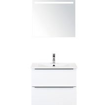 Badmöbel-Set Sanox Pulse BxHxT 71 x 170 x 51 cm Frontfarbe weiß hochglanz mit Waschtisch Keramik weiß und Waschtischunterschrank Waschtisch Spiegel mit LED-Beleuchtung-thumb-0
