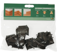 Ecken Kombipack zur sauberen Verbindung von Fußleisten, bestehend aus Außenecken, Innenecken und Endstücken.