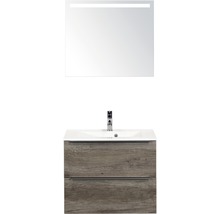 Badmöbel-Set Sanox Pulse BxHxT 70 x 170 x 50 cm Frontfarbe nebraska oak mit Waschtisch Mineralguss weiß und Waschtischunterschrank Waschtisch Spiegel mit LED-Beleuchtung-thumb-0