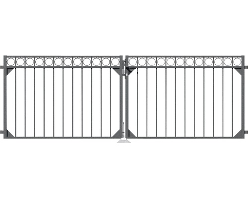 Doppeltor ALBERTS Circle 301 x 100 cm anthrazit Doppeltor aus Metall mit Zierleisten