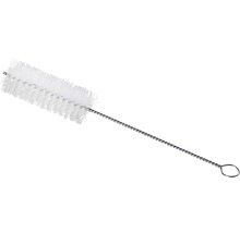 Flaschenbürste mit Metallgriff und weißen Borsten