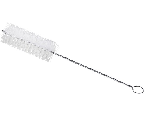 Flaschenbürste mit Metallgriff und weißen Borsten