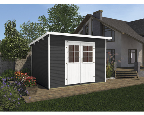 Gartenhaus weka 219 Gr.1 mit Fußboden 260 x 277 cm anthrazit Gartenhaus aus Holz mit Doppeltür