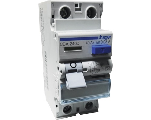 Diferencial 2p 40A 30mA HAGER CDA240SC Interruptor Rearmable