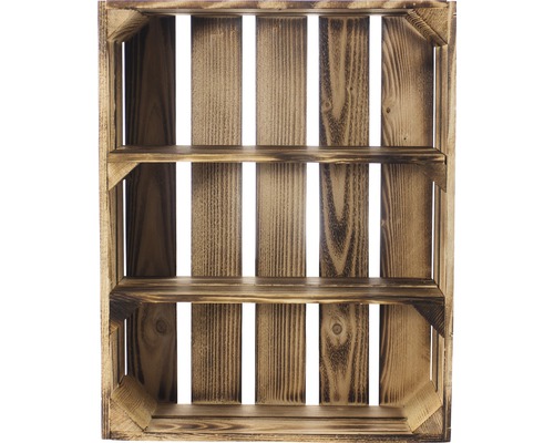 Holzkiste mit zwei Regalböden