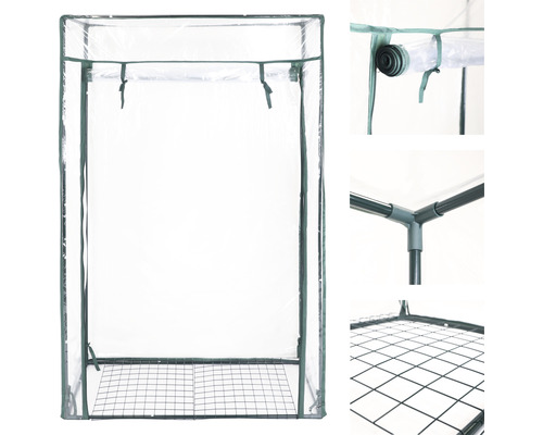 Gewächshaus mit transparenter Abdeckung und Metallgitterboden