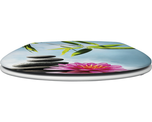 Toilettendeckel mit Zen Motiv, Steinen, Lotusblüte und Bambus