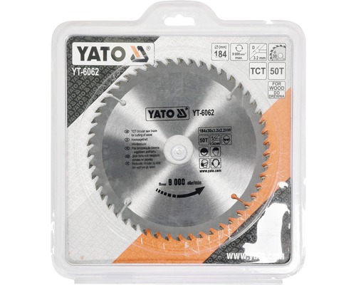 Yato Kreissägeblatt zum Schneiden von Holz, Durchmesser 184 Millimeter