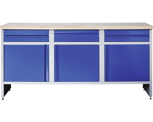 Werkbank Industrial B 3.1 1770 x 880 x 700 mm 3 Türen 5 Schubladen grau/blau