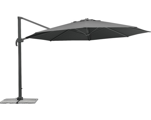Ampelschirm Schneider Rhodos Grande Ø 400 cm H 270 cm anthrazit Freiarm-Sonnenschirm mit Standfuß für den Außenbereich