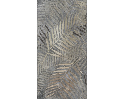 Feinsteinzeug Wand-Dekor-Fliese Golden Fern 60 x 120 cm rek. Dekorative Fliese mit Blattmuster