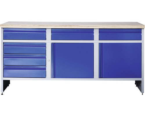 Werkbank Industrial B 4.2 1770 x 880 x 700 mm 2 Türen 6 Schubladen grau/blau-0