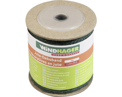 Rolle grünes Jute-Dekoband, 1 cm x 20 m