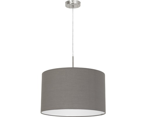 Graue Hängelampe mit Stoffschirm