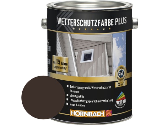 HORNBACH Holzfarbe Wetterschutzfarbe Plus dunkelbraun 2,5 l