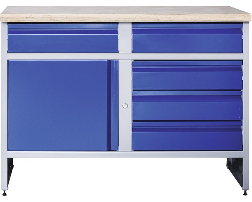 Werkbank Industrial A 4.0 1180 x 880 x 700 mm 1 Tür 9 Schubladen grau/blau  bei HORNBACH kaufen | Werkbänke