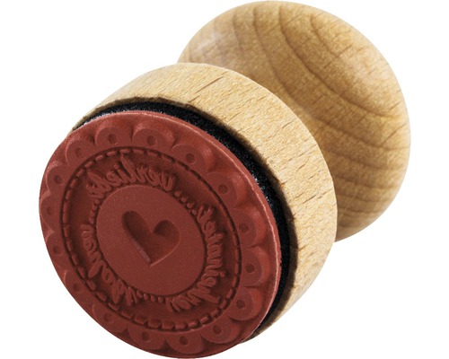 Stempel mit Herzmotiv und Holzgriff