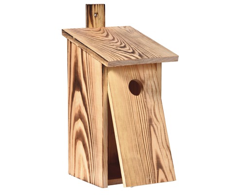 Vogelhaus aus Holz mit abnehmbarer Vorderseite und rundem Eingangsloch