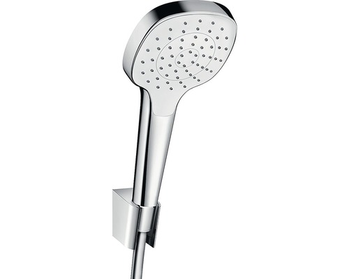 Handbrause Set hansgrohe Crometta Select E 1jet eckig 110 mm inkl. Brauseschlauch 1600 mm chrom weiß 26412400