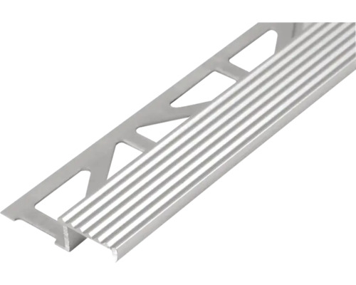 Treppenstufenprofil Durastep Aluminium Länge 250 cm Höhe 9 mm Silbernes Fliesenprofil aus Aluminium