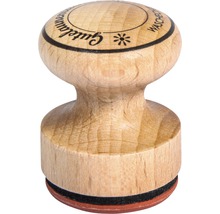 Holzstempel mit dem Aufdruck Gutelaune Wäsche