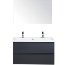 Waschtischunterschrank mit zwei Schubladen, Aufsatzwaschbecken und Spiegelschrank