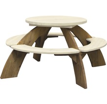 Runder Picknicktisch aus Holz mit Sitzbänken