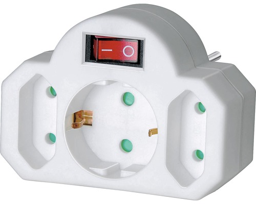 Brennenstuhl Zwischenstecker Steckdosenadapter mit Schalter 3-fach 1x Schutzkontakt 2x Eurosteckdose Steckdosenadapter mit Schalter für den Innenbereich