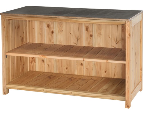 Gartenschrank/Outdoorküche Sideboard offen Typ 543 120 x 58 x 77 cm Douglasie Holzregal mit zwei Ablagen und einer Ablagefläche