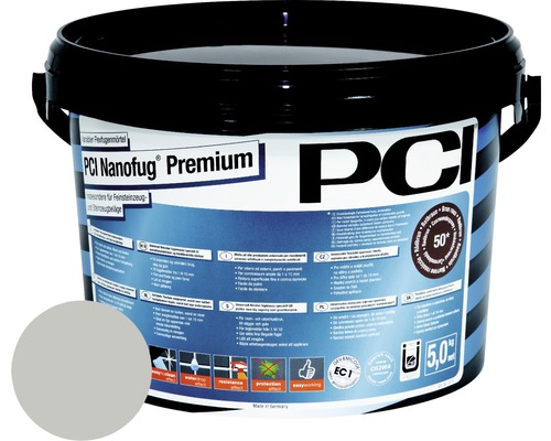 PCI Nanofug® Premium Variabler Flexfugenmörtel für alle Fliesen und Natursteine hellgrau 5 kg