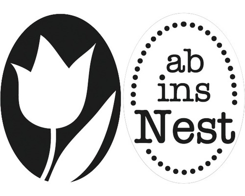 Labels "ab ins Nest" + Tulpe, 2 Stück