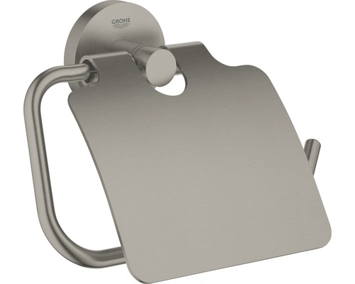 Toilettenpapierhalter GROHE Essentials mit Deckel Hard graphite gebürstet 40367AL1 Toilettenpapierhalter aus Metall mit Abdeckung