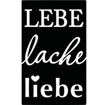 Dekoration mit der Aufschrift: Lebe, lache, liebe