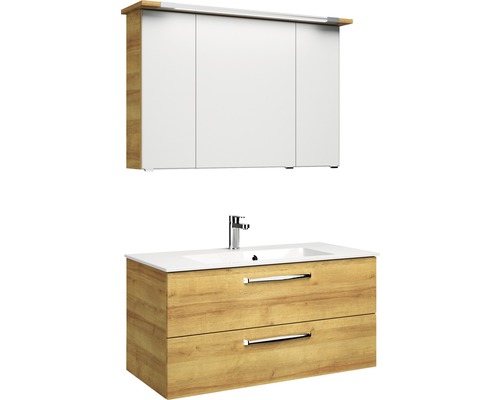 Badmöbel-Set Pelipal Kumba BxHxT 107 x 200 x 50 cm Frontfarbe eiche riviera mit Mineralguss-Waschtisch weiß 99.107012547 Badmöbel-Set Pelipal Kumba BxHxT 107 x 200 x 50 cm Frontfarbe eiche riviera mit Mineralguss-Waschtisch weiß 99.107012547