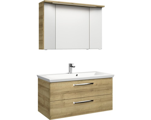 Badmöbel-Set Pelipal Kumba BxHxT 110 x 200 x 51 cm Frontfarbe eiche riviera mit Mineralguss-Waschtisch weiß 99.107022147 Badmöbel-Set Pelipal Kumba BxHxT 110 x 200 x 51 cm Frontfarbe eiche riviera mit Mineralguss-Waschtisch weiß 99.107022147